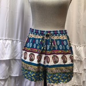 American Eagle tie-waist tribal print shorts